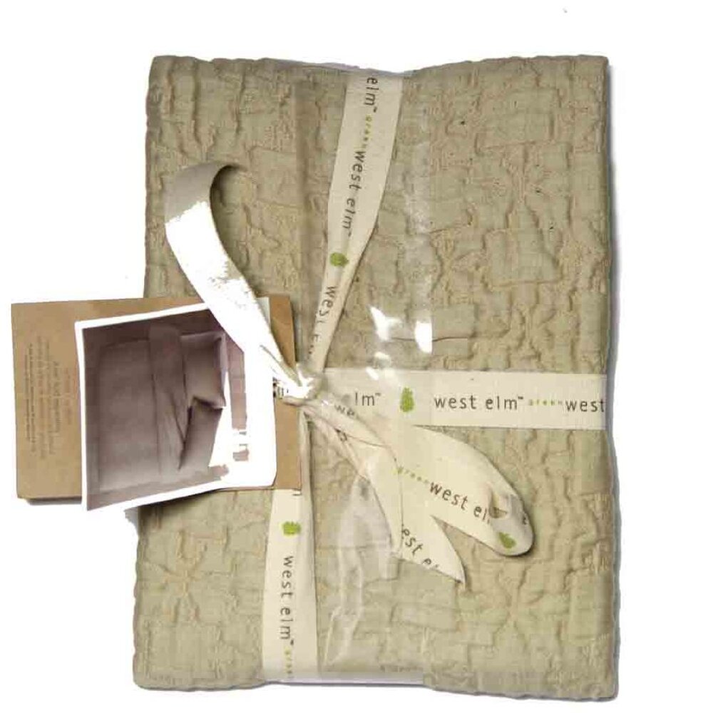 NEW West Elm Organic Cotton STANDARD PILLOW SHAM Tan Mosaic